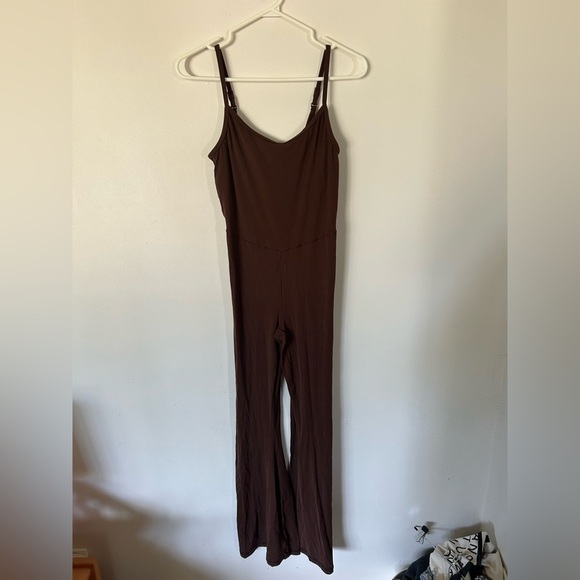 OFFLINE By Aerie Real Me XTRA Flare Jumpsuit Dark Brown Medium - Picture 3 of 9